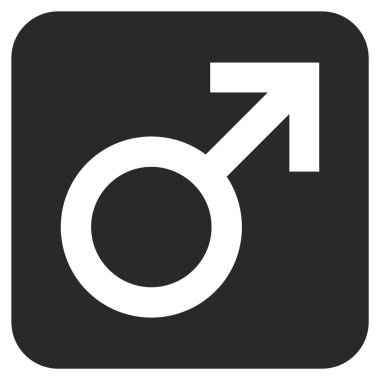 Erkek sembolü düz kare vektör simgesi