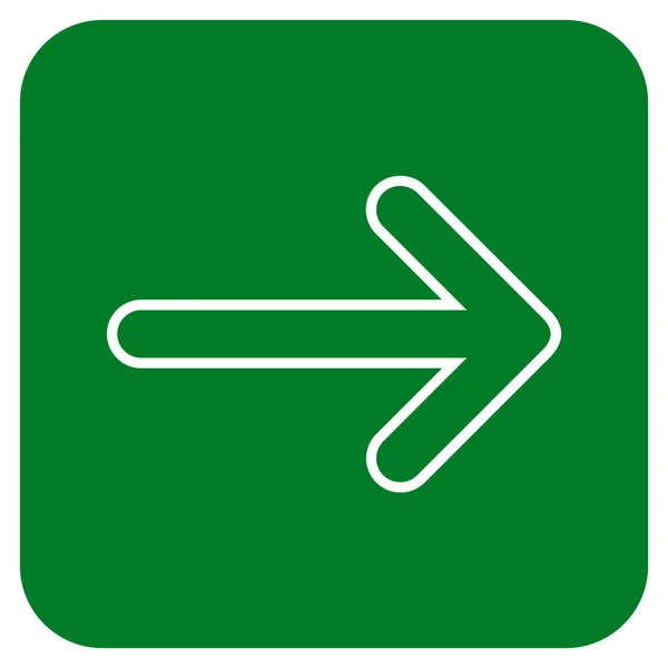 Abgerundeter Pfeil rechts flaches rechteckiges Vektorsymbol — Stockvektor