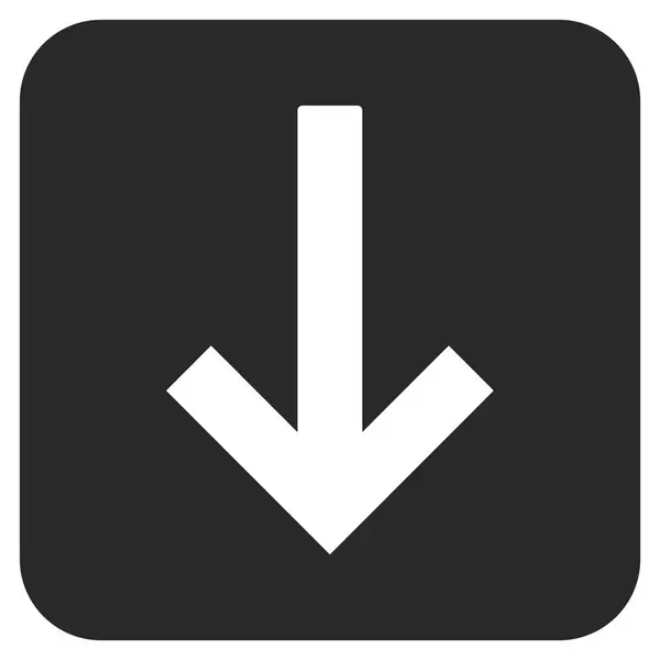 Giù freccia piatto quadrato vettoriale icona — Vettoriale Stock