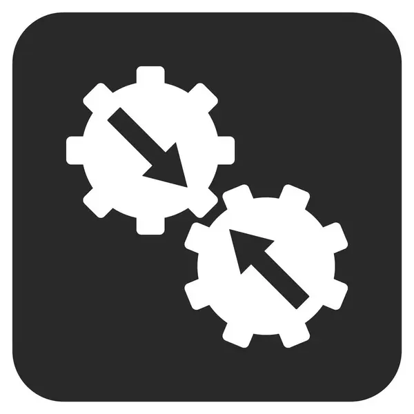 Integração de engrenagens Flat Squared Vector Icon — Vetor de Stock