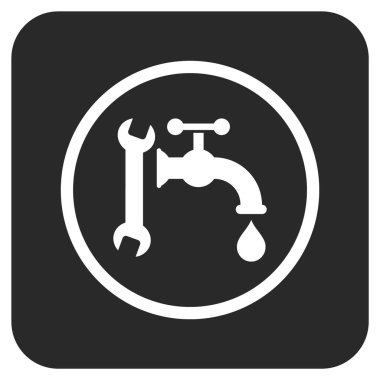 Sıhhi tesisat düz kare vektör simgesi