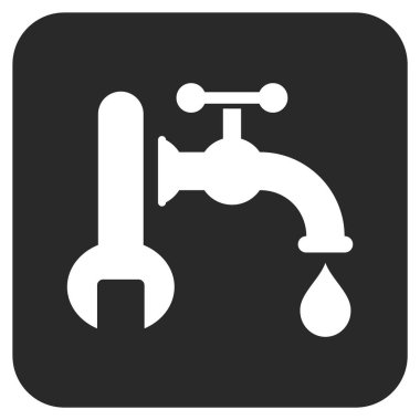 Sıhhi tesisat düz kare vektör simgesi