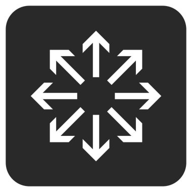 Radyal oklar düz kare vektör simgesi