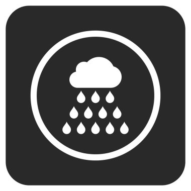Yağmur bulutu düz kare vektör simgesi