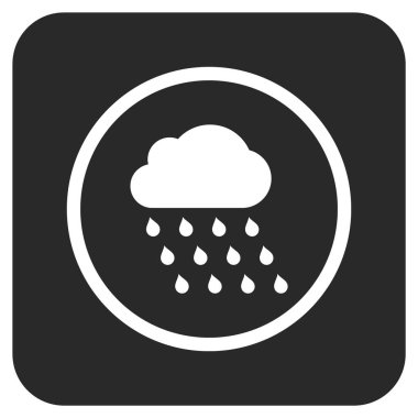 Yağmur bulutu düz kare vektör simgesi