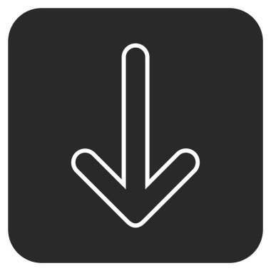 Düz aşağı yönlü ok vektör simgesi kare