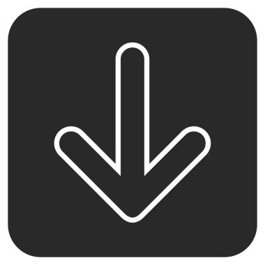 Düz aşağı yönlü ok vektör simgesi kare