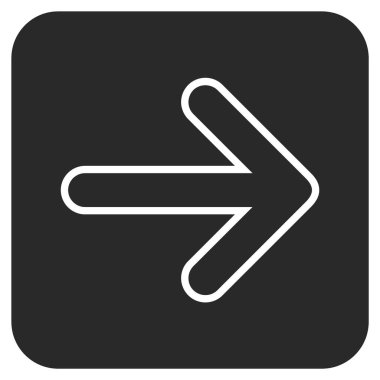 Yuvarlak ok sağ düz vektör simgesi kare