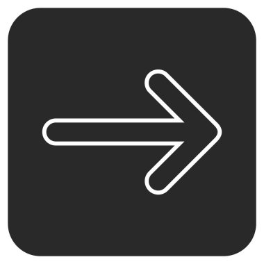 Yuvarlak ok sağ düz vektör simgesi kare