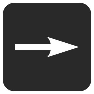 Keskin ok sağ düz vektör simgesi kare