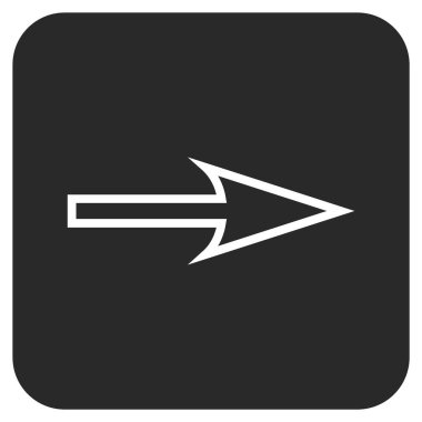 Keskin ok sağ düz vektör simgesi kare