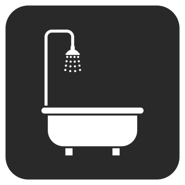 Duş banyo düz kare vektör simgesi