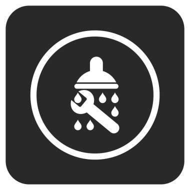 Duş sıhhi tesisat düz kare vektör simgesi