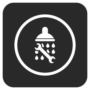 Duş sıhhi tesisat düz kare vektör simgesi