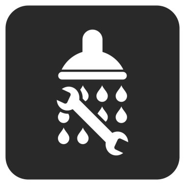 Duş sıhhi tesisat düz kare vektör simgesi