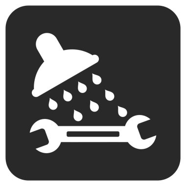 Duş sıhhi tesisat düz kare vektör simgesi