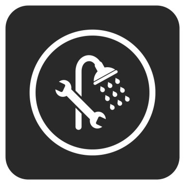 Duş sıhhi tesisat düz kare vektör simgesi