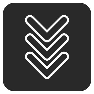 İşaretçi aşağı düz kare vektör simge üçlü