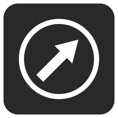 Yukarı sağ yuvarlak ok düz kare vektör simgesi