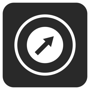 Yukarı sağ yuvarlak ok düz kare vektör simgesi