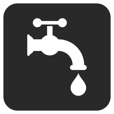 Su musluk düz kare vektör simgesi