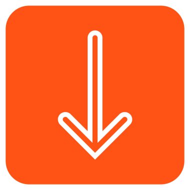 Düz aşağı ok vektör simgesi kare