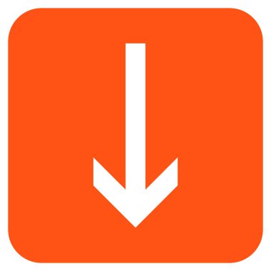 Düz aşağı ok vektör simgesi kare