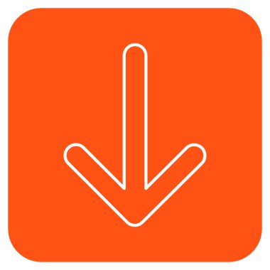 Düz aşağı ok vektör simgesi kare