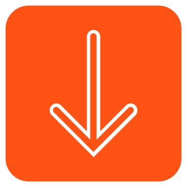 Düz aşağı ok vektör simgesi kare