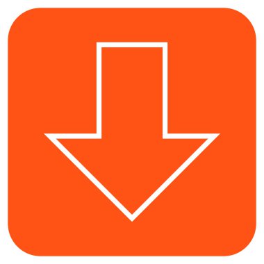 Düz aşağı ok vektör simgesi kare