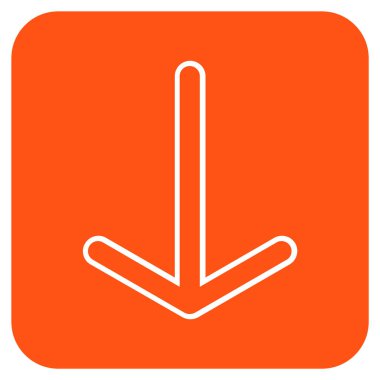 Düz aşağı ok vektör simgesi kare