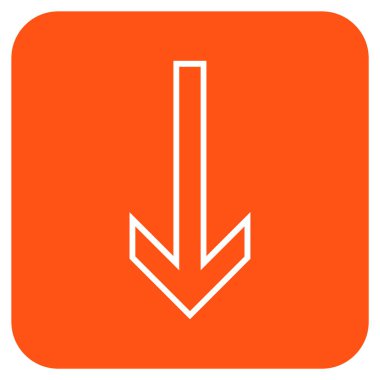 Düz aşağı ok vektör simgesi kare