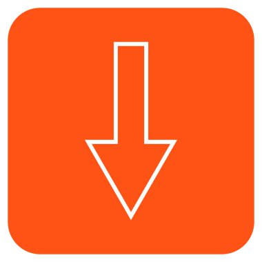 Düz aşağı ok vektör simgesi kare