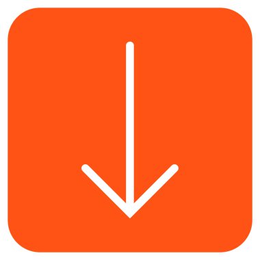 Düz aşağı ok vektör simgesi kare