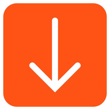 Düz aşağı ok vektör simgesi kare