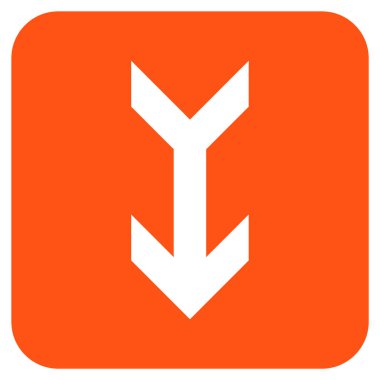 Düz aşağı ok vektör simgesi kare