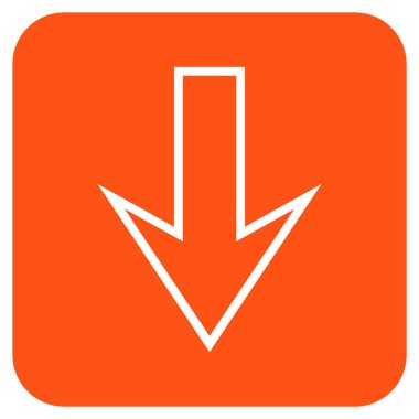 Düz aşağı ok vektör simgesi kare