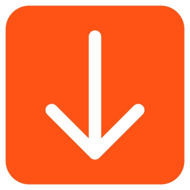 Düz aşağı ok vektör simgesi kare