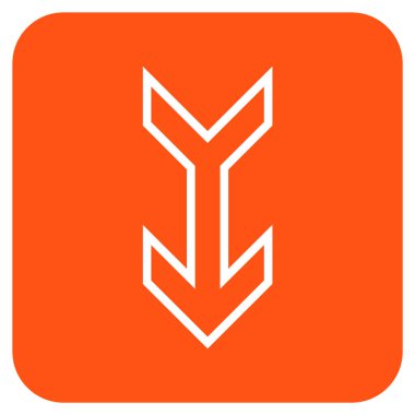 Düz aşağı ok vektör simgesi kare