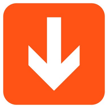 Düz aşağı ok vektör simgesi kare