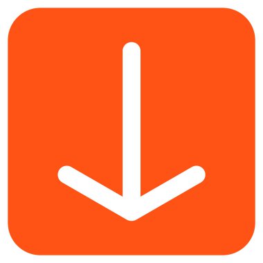 Düz aşağı ok vektör simgesi kare