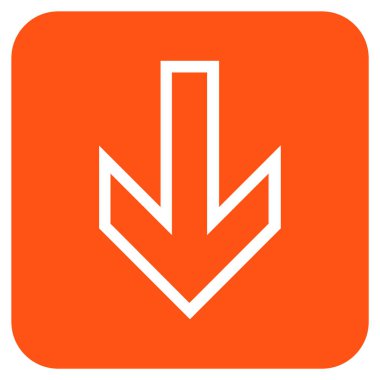 Düz aşağı ok vektör simgesi kare