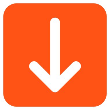 Düz aşağı ok vektör simgesi kare