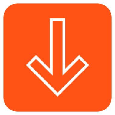 Düz aşağı ok vektör simgesi kare