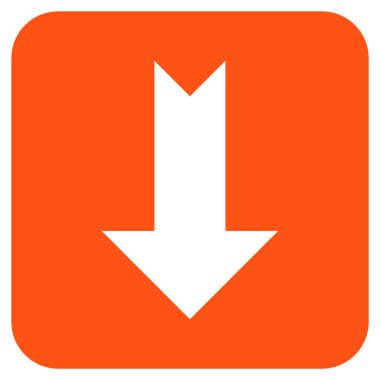 Düz aşağı ok vektör simgesi kare