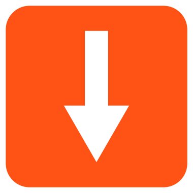 Düz aşağı ok vektör simgesi kare