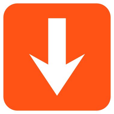 Düz aşağı ok vektör simgesi kare