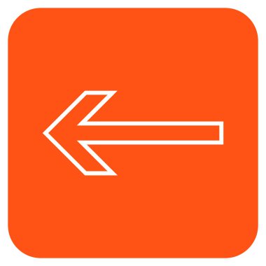 Düz sol ok vektör simgesi kare