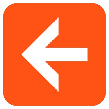 Düz sol ok vektör simgesi kare