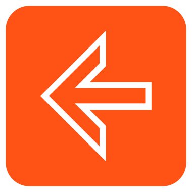 Düz sol ok vektör simgesi kare